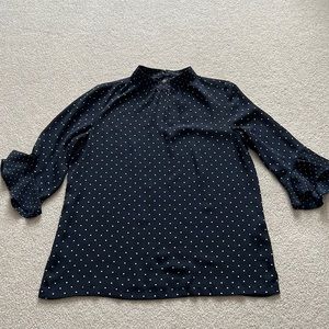 H&M Navy Blue/White Polka Dot Blouse SZ 14